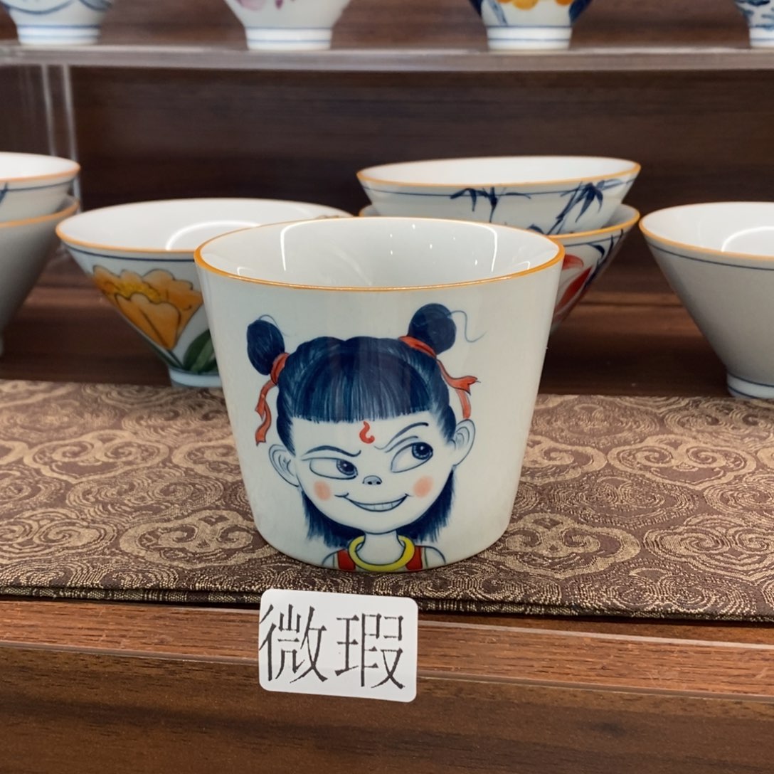 釉下彩老陶泥手工绘制