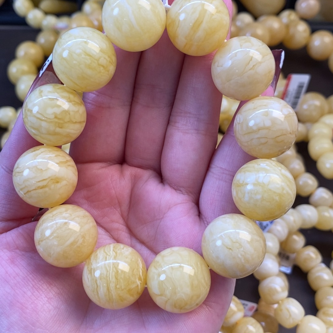 未镶嵌蜜蜡裸石瓷白花顺纹虎皮19