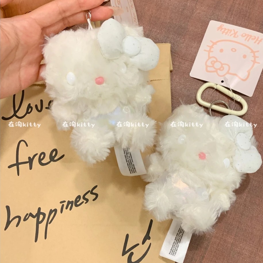 奶白人鱼姬卷毛hellokitty包包挂件挂饰毛绒挂件