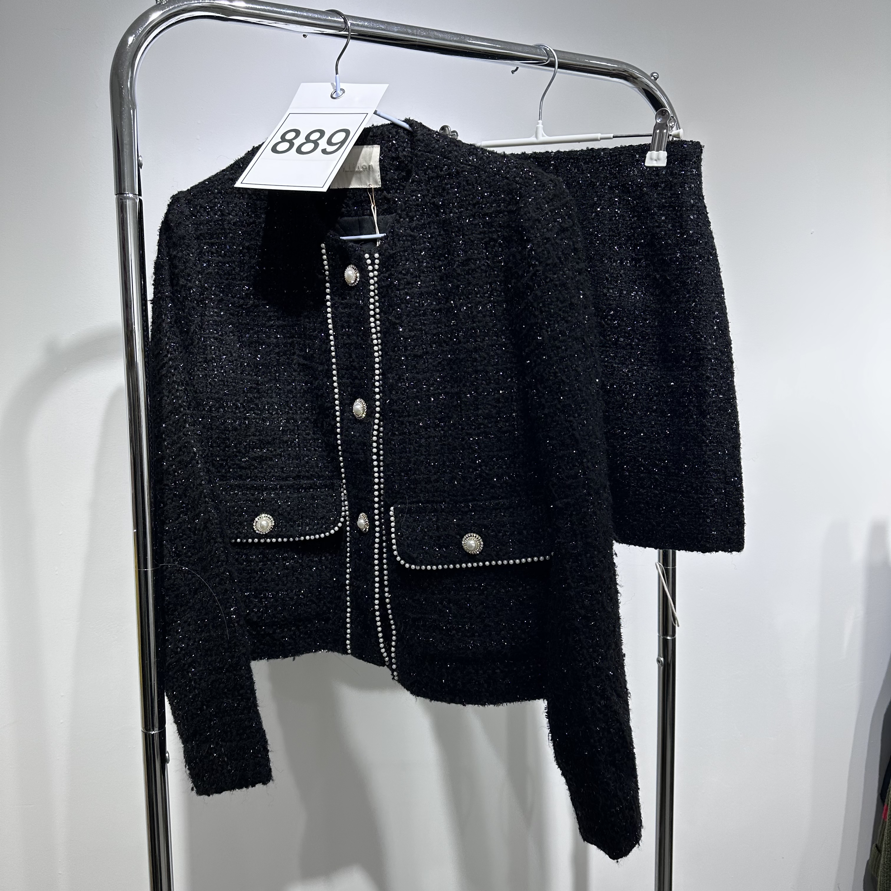 小香风气质亮片上衣外套高端时髦半身裙两件套秋冬新款显瘦套装