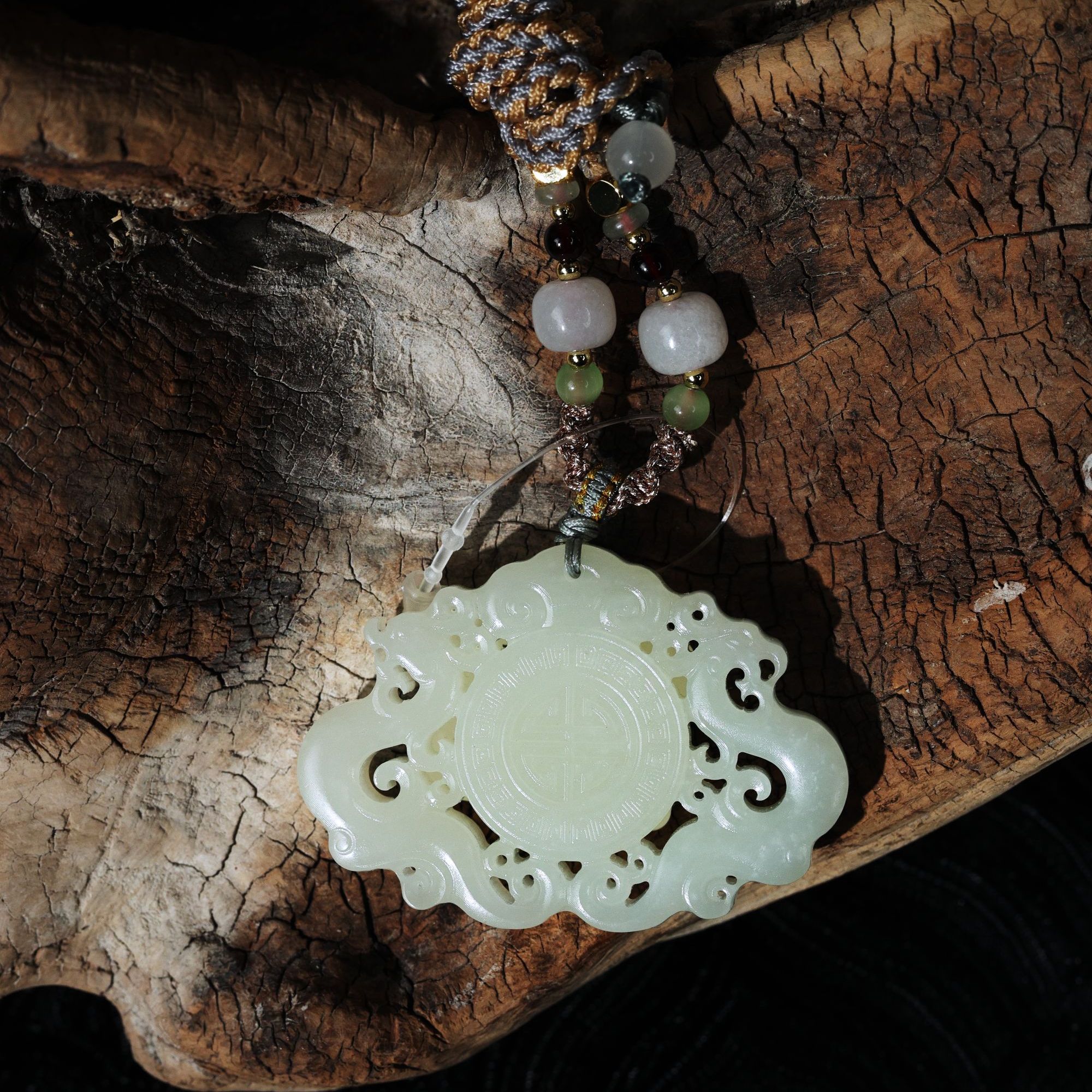 沁玺轩新疆和田玉于田料龙凤牌子女士挂件日常佩戴正品保真保质