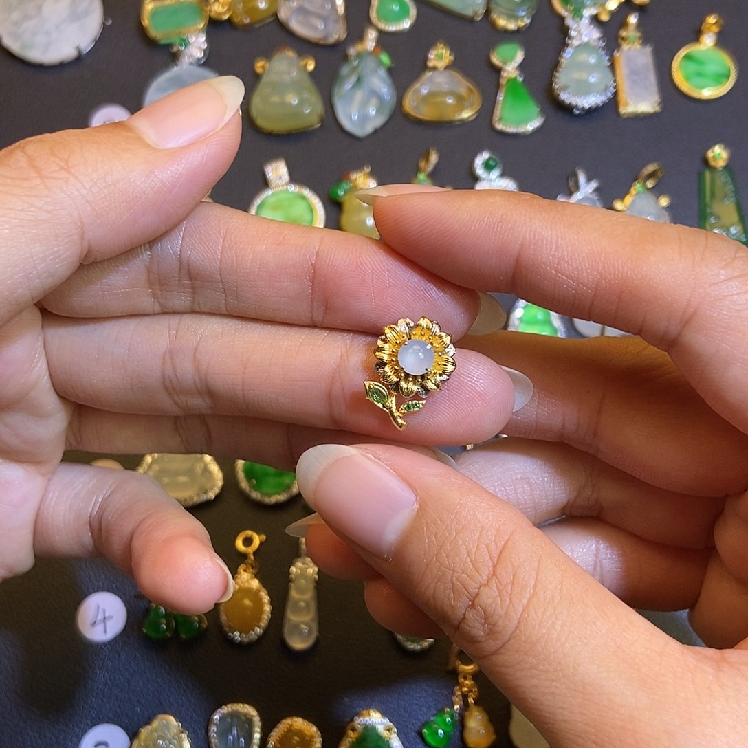 翡翠银S925镶嵌吊坠(不含链)