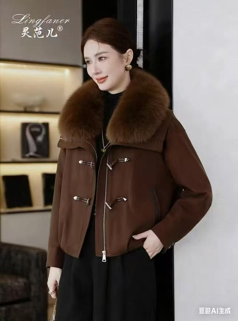 （超大活毛领可以下 ）冬季轻奢新款气质轻奢百搭加绒加厚短款A19#