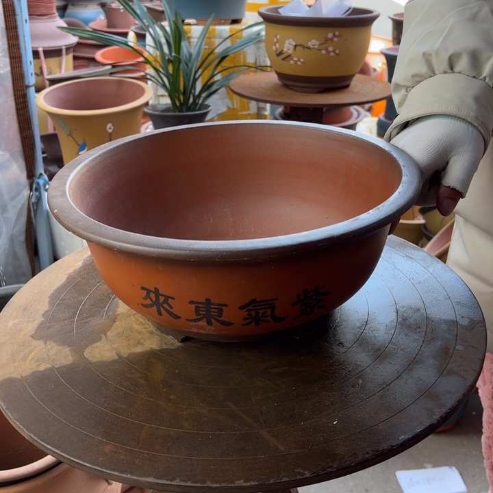 紫砂宜兴紫砂花盆小红