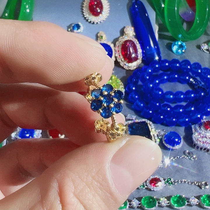 非金属红色蓝色满钻镶嵌