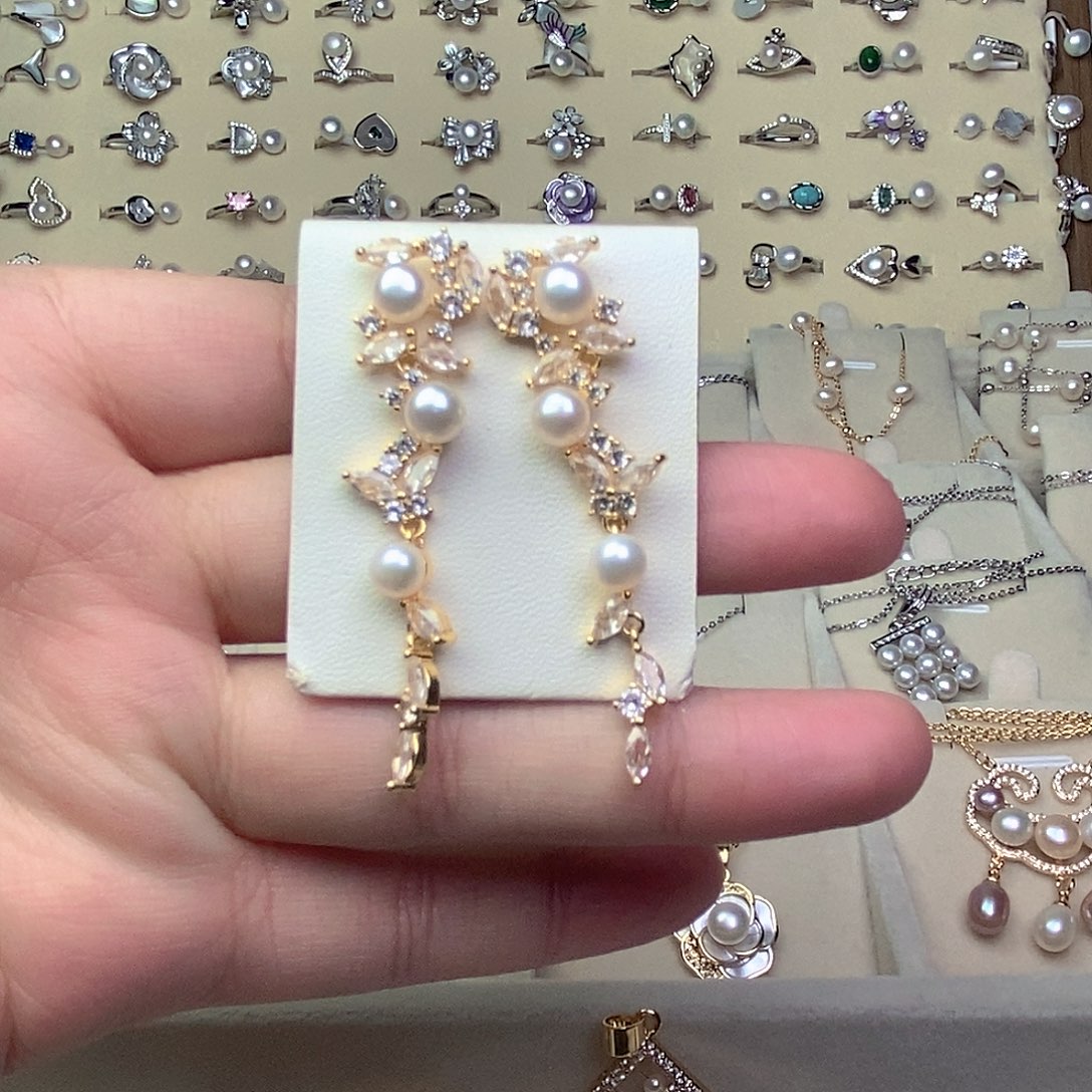 耳饰淡水珍珠银S925镶嵌