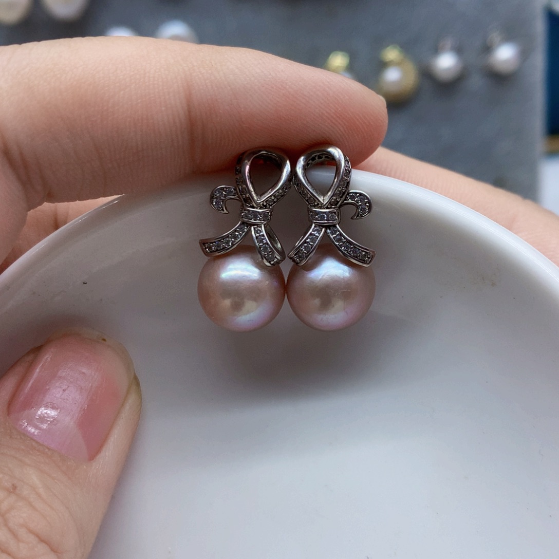 淡水珍珠耳饰银S925镶嵌