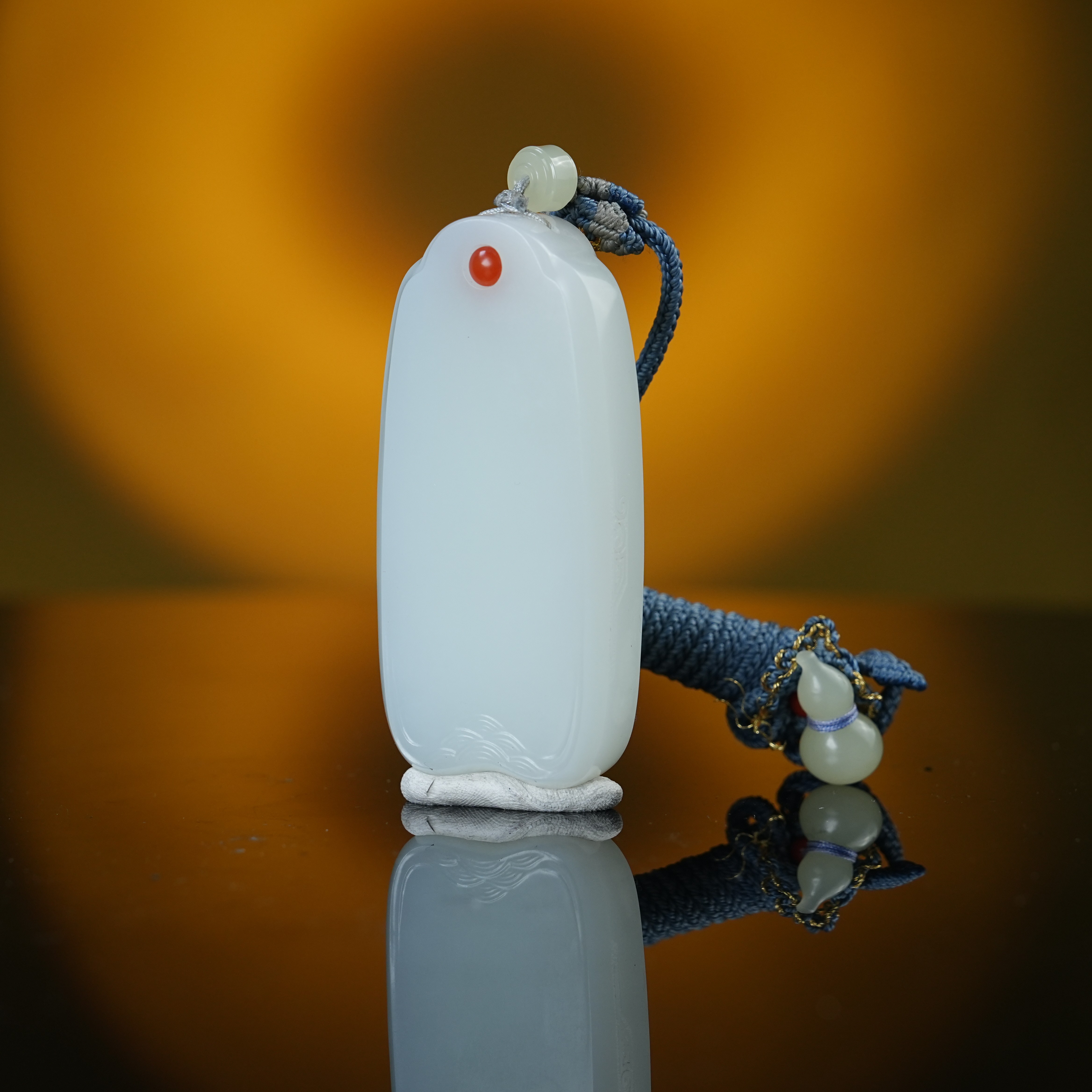 和田玉白玉无事牌挂件【天下玉友】手工雕刻设计新颖独特白玉牌子