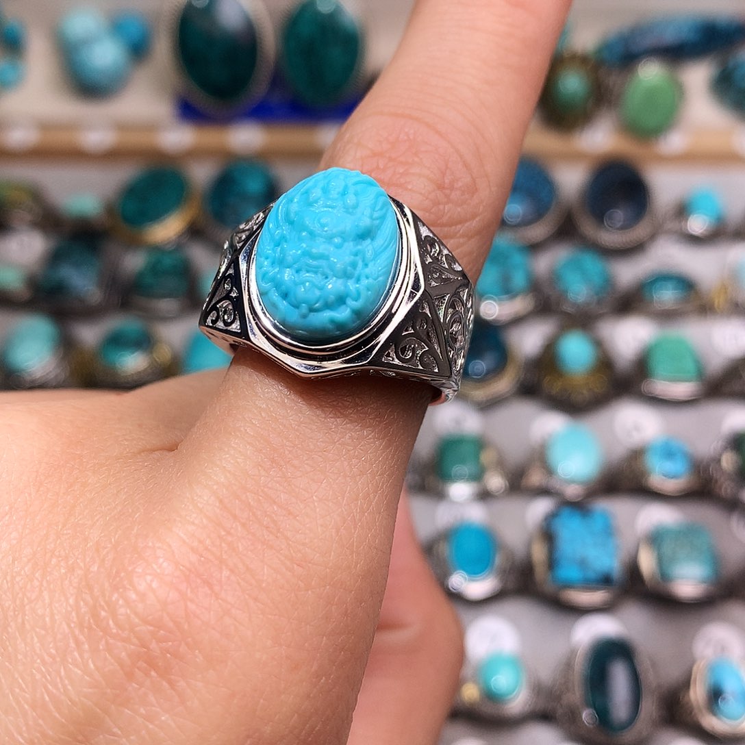 绿松石挂件银S925镶嵌