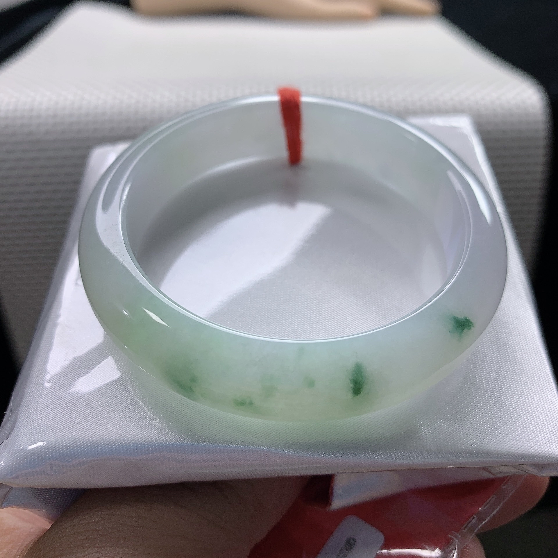 细糯冰51圈飘花翡翠手镯 小圈福利精美时尚百搭正品天然玉镯14017