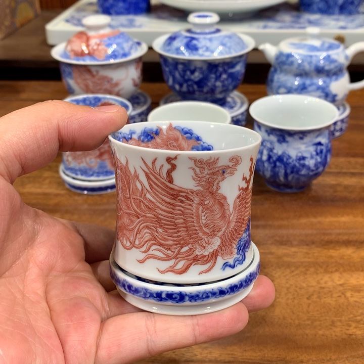 自成堂柴窑 釉里红龙纹