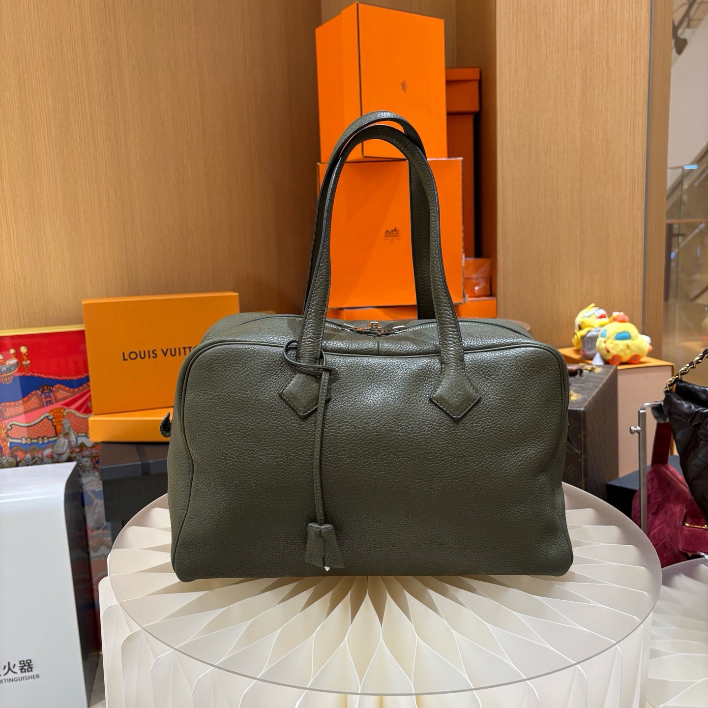 99新 Hermes/爱马仕 爱马仕 维多利亚 丛林绿35 框O刻