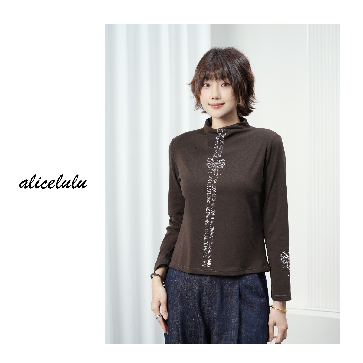 alicelulu 撩动心弦.舒适显瘦打底衫闪耀镶钻 S2145878T