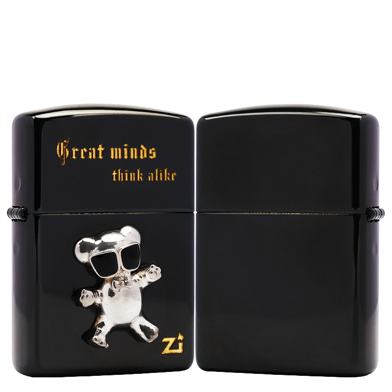 ZIPPO/之宝【S925银贴章小熊】盔甲机正品煤油打火机KF-DF
