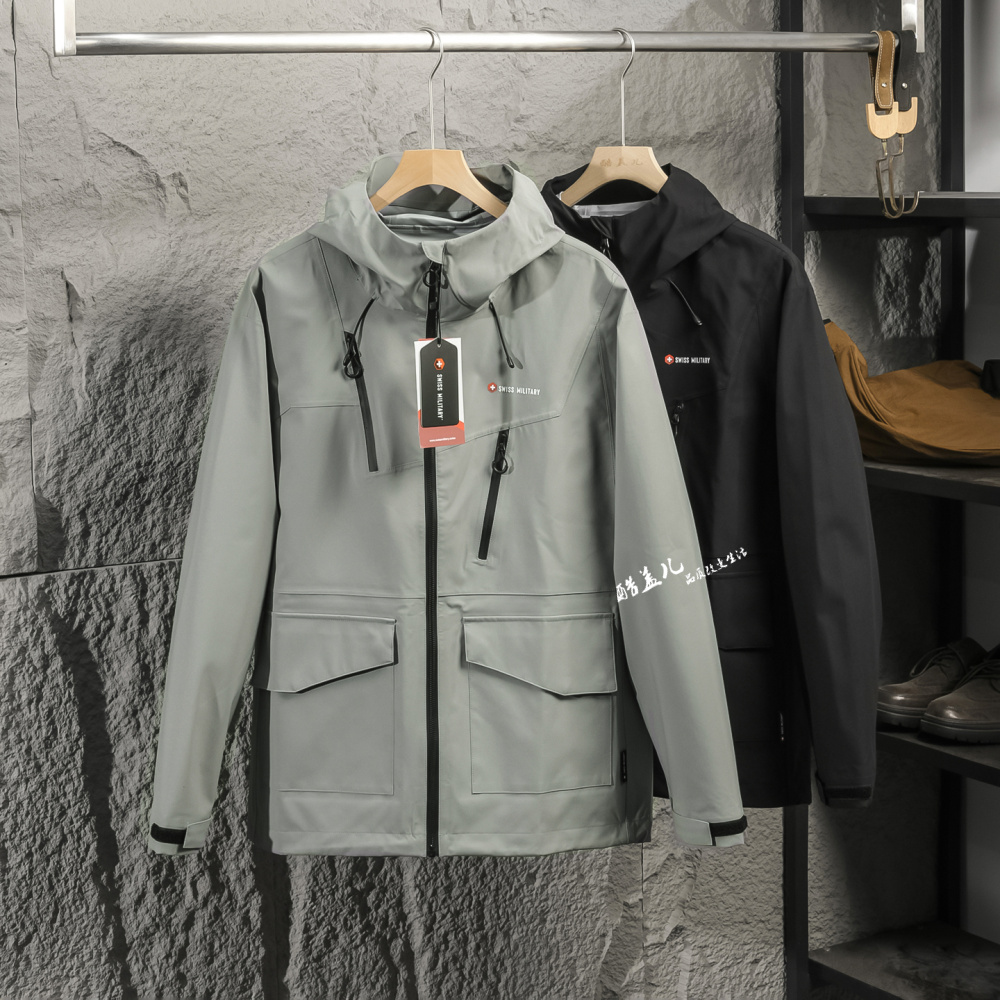 重磅推荐！无缝全压胶高端秋季户外休闲防风防雨连帽冲锋衣外套男