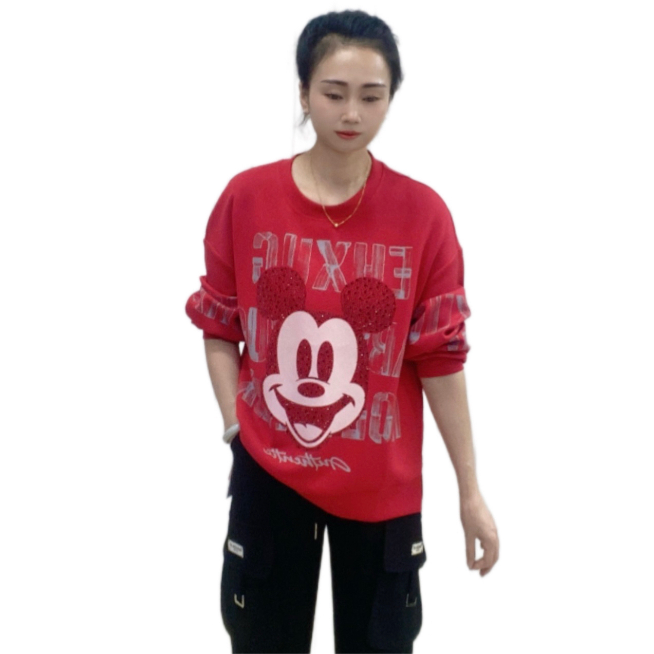 秋季新品02时尚潮流休闲宽松烫钻百搭减龄卫衣