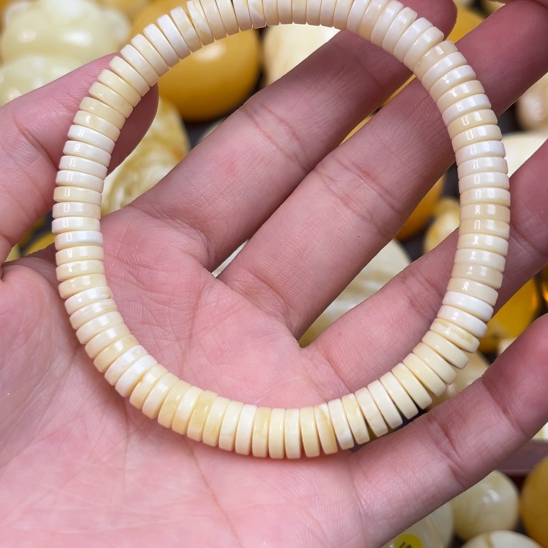 琥珀裸石未镶嵌7*2药片手串