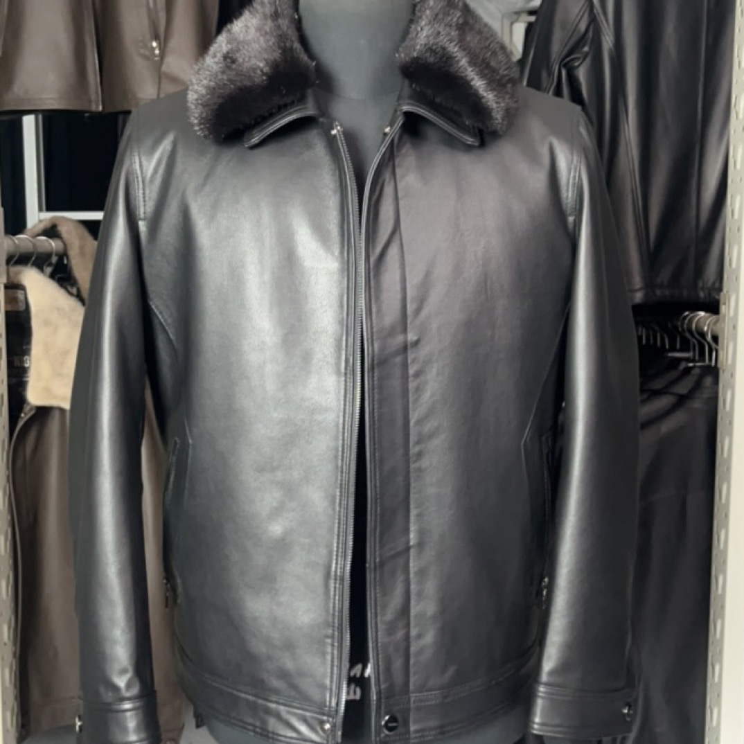 真皮皮衣翻领男款头层牛皮休闲皮衣厚款休闲冬款水貂毛领+内胆