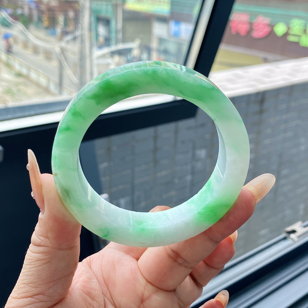 冰种冰胶透种老高端精美时尚优雅气质百搭女士翡翠玉石手镯定金1w