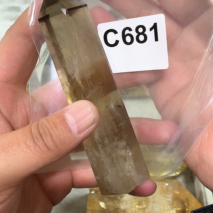 黄晶天然水晶柱子C681未镶嵌木*言