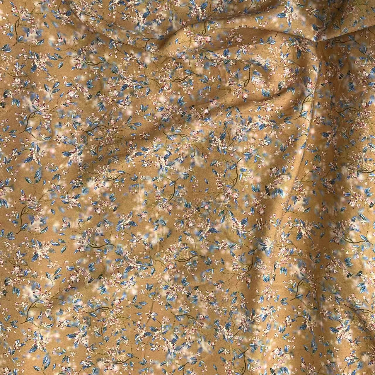 【绒兰】加宽1.6米细纱数码印花棉绸面料 259号 缠叶-棕