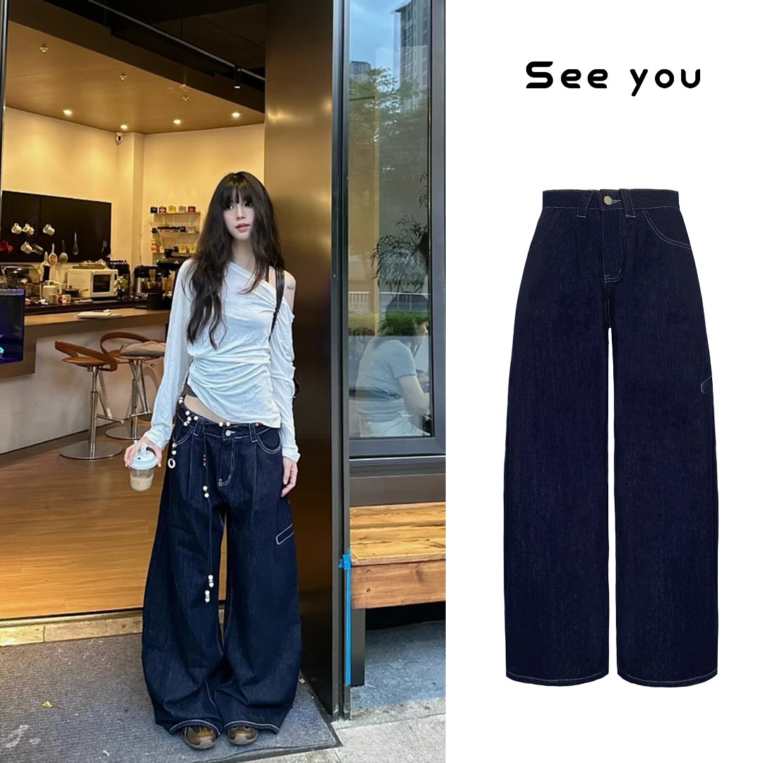 解构设计感～宽松阔腿原牛休闲长裤 9002