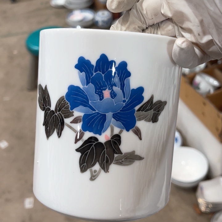 红官窑13厘米手绘釉下