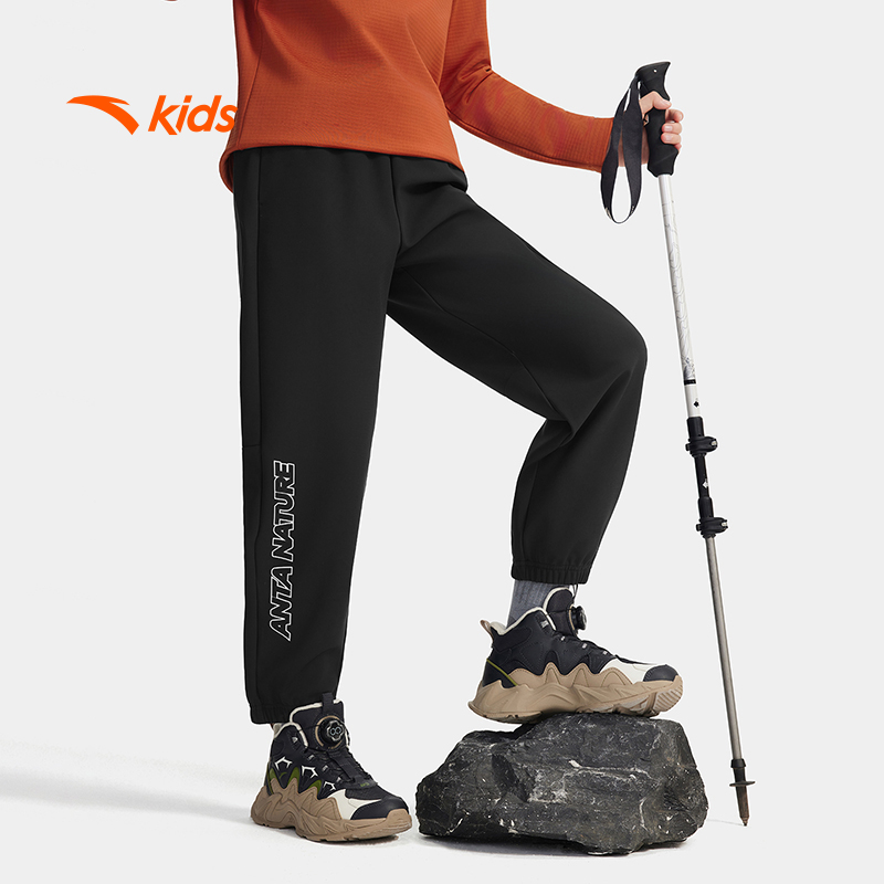 安踏儿童针织运动长裤2025冬季新款保暖舒适加绒休闲裤352546714B