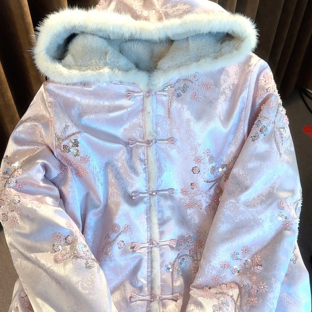 【落花为信】冬季新中式国风水貂毛高级连帽双面穿女装外套