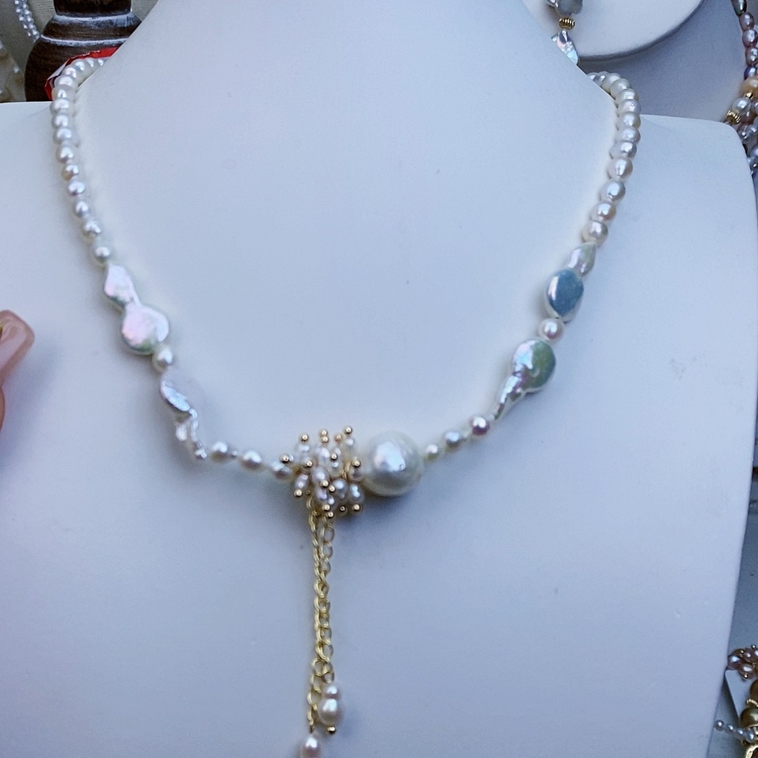 淡水珍珠颈饰银S925镶嵌