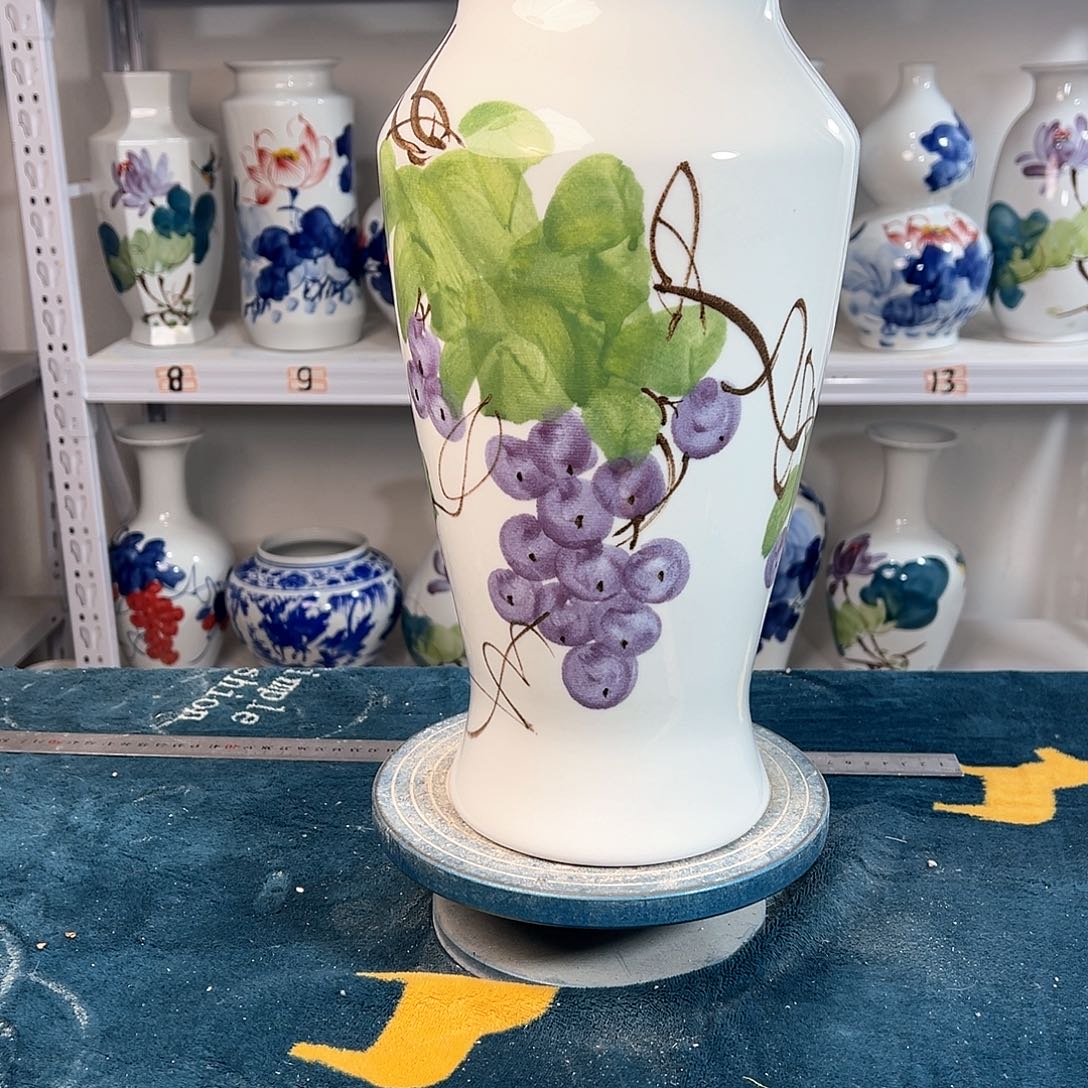 摆件景德镇陶瓷大鱼紫浦