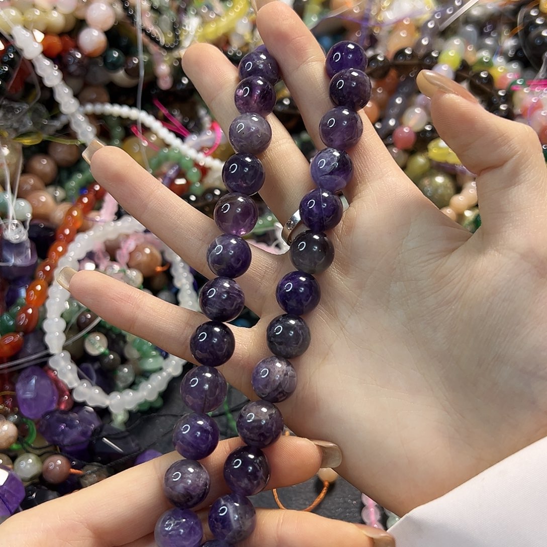 玛瑙/玉髓未镶嵌珠宝半成品紫水卡12一条