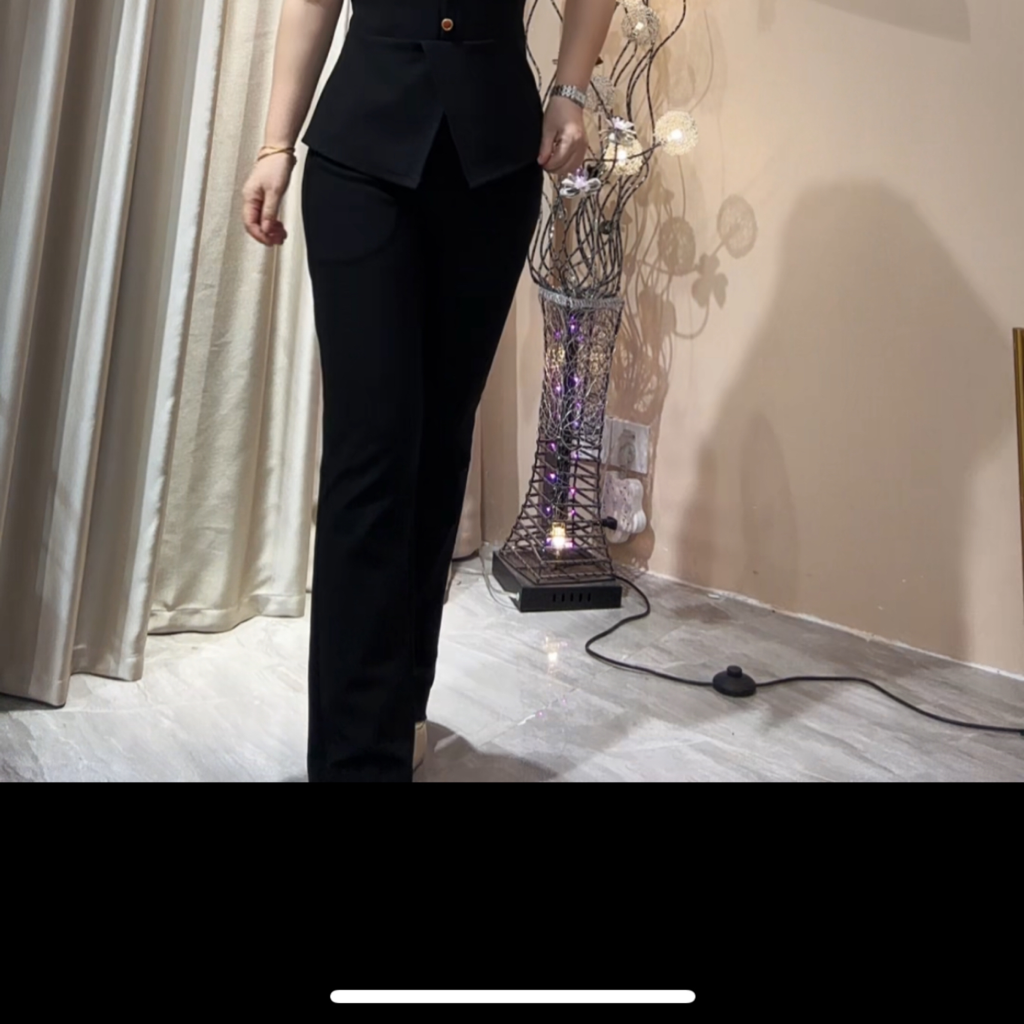 【俊端推荐】2025春夏秋三季百搭弹力微喇叭单裤子长裤黑色显瘦