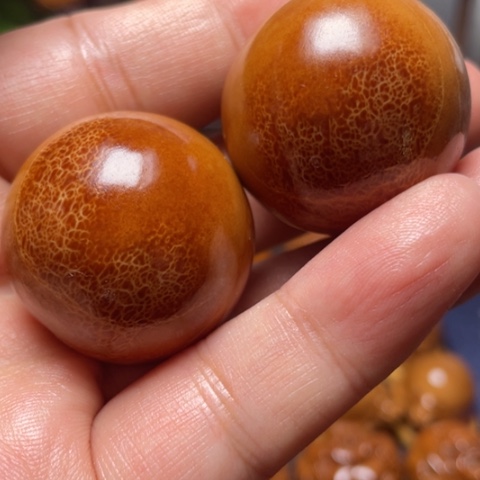 橄榄核手串/手链厚****5正圆光珠手球一对3.7左右