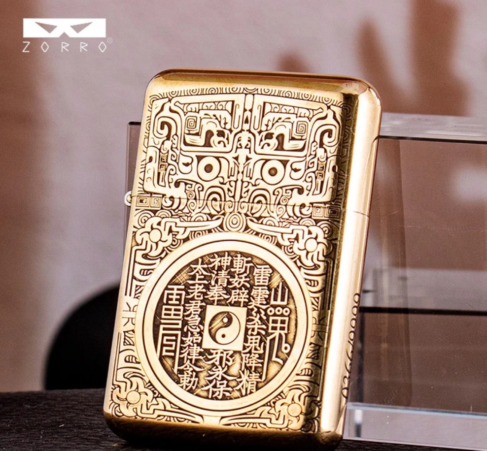 【790-铜色山鬼花钱】ZORRO防风打火机