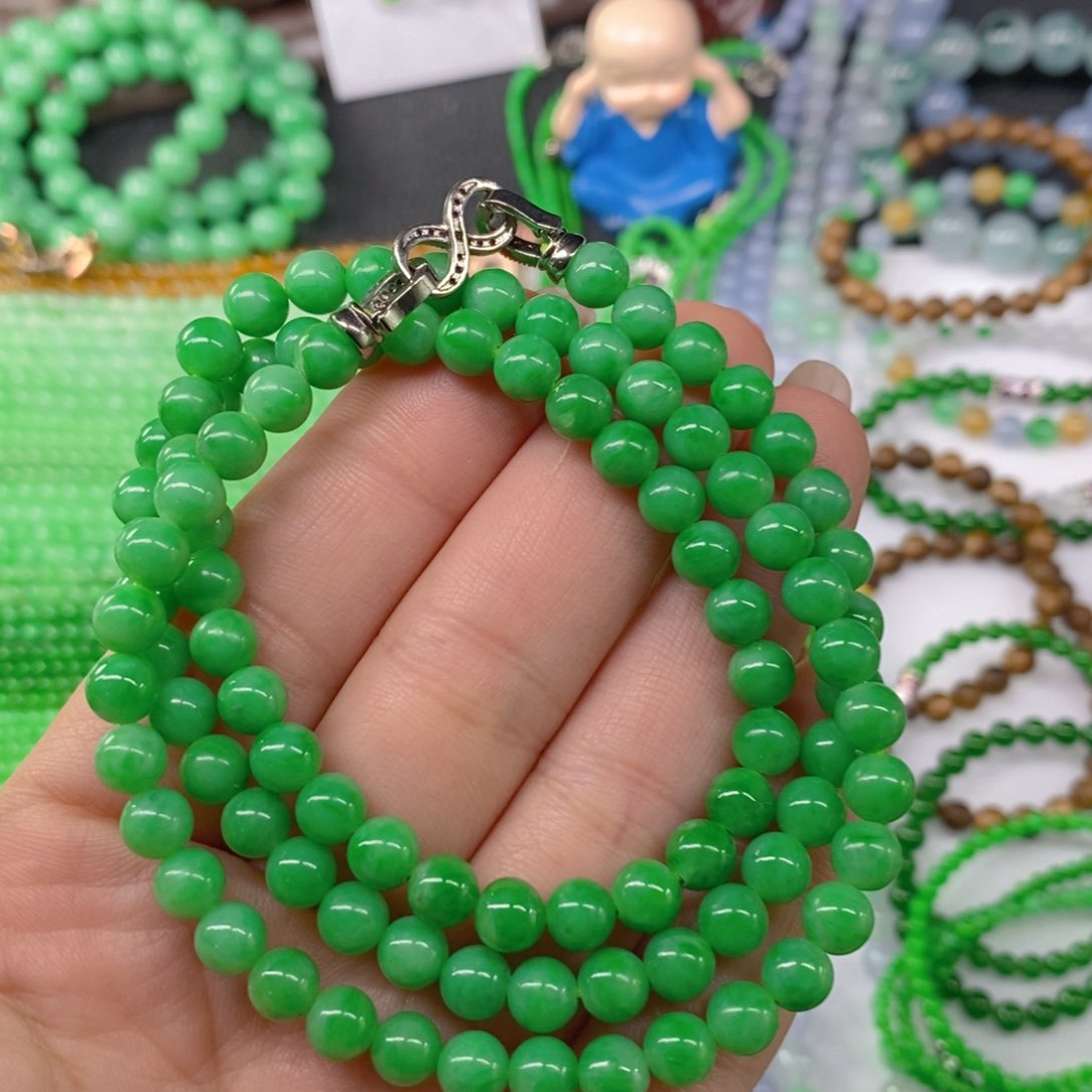 颈饰未镶嵌翡翠缅甸天然翡翠阳绿项链6.3