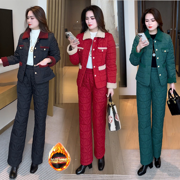 2025冬季新款穿搭加厚加绒休闲气质显瘦时尚气质减龄小香风套装43