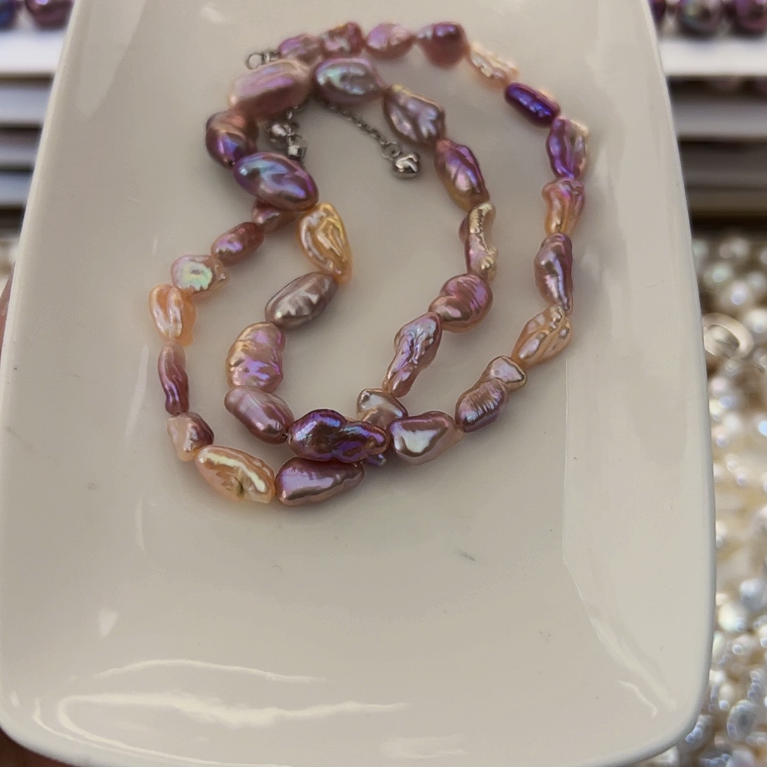 淡水珍珠项链银S925镶嵌芊***