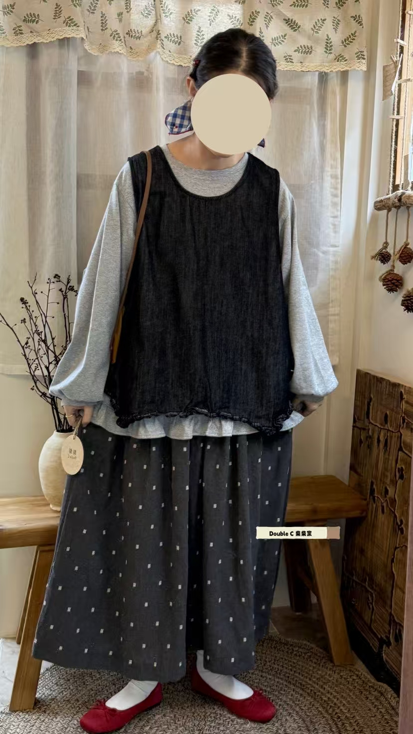 CHAI#98092#不规则木耳边马甲 FL