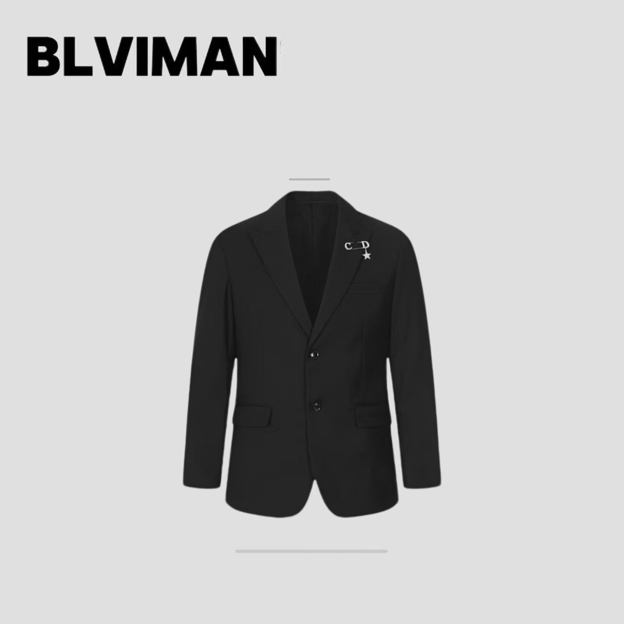 25SS黑色潮流闪钻字母胸针时尚轻奢西装C002