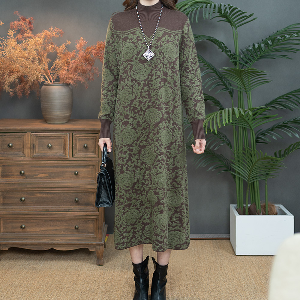 2025秋冬新款气质显瘦针织时尚连衣裙大码中长款宽松2511-171