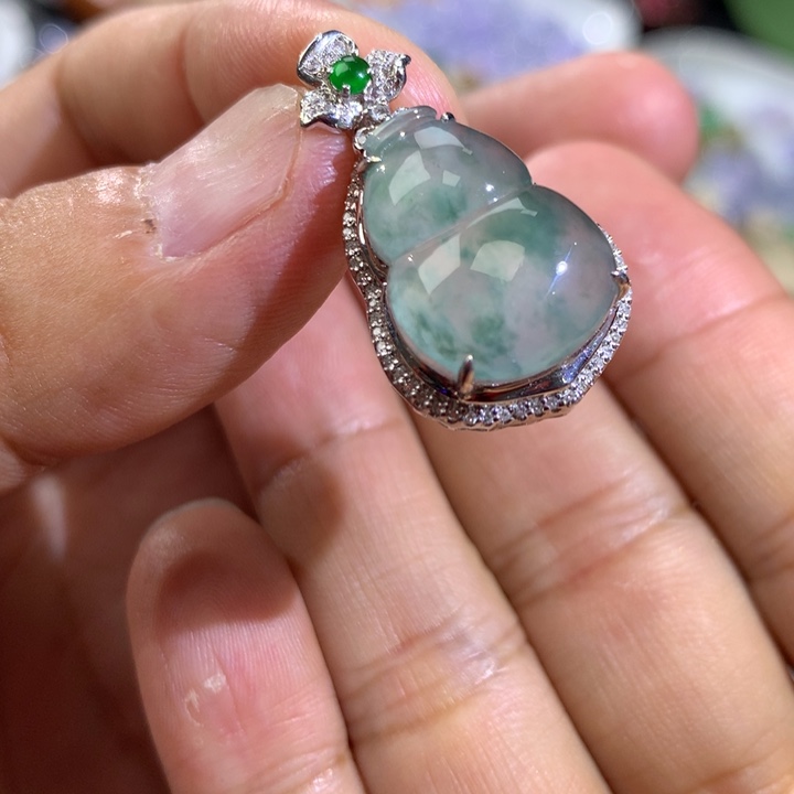 翡翠18K金镶嵌吊坠(不含链)