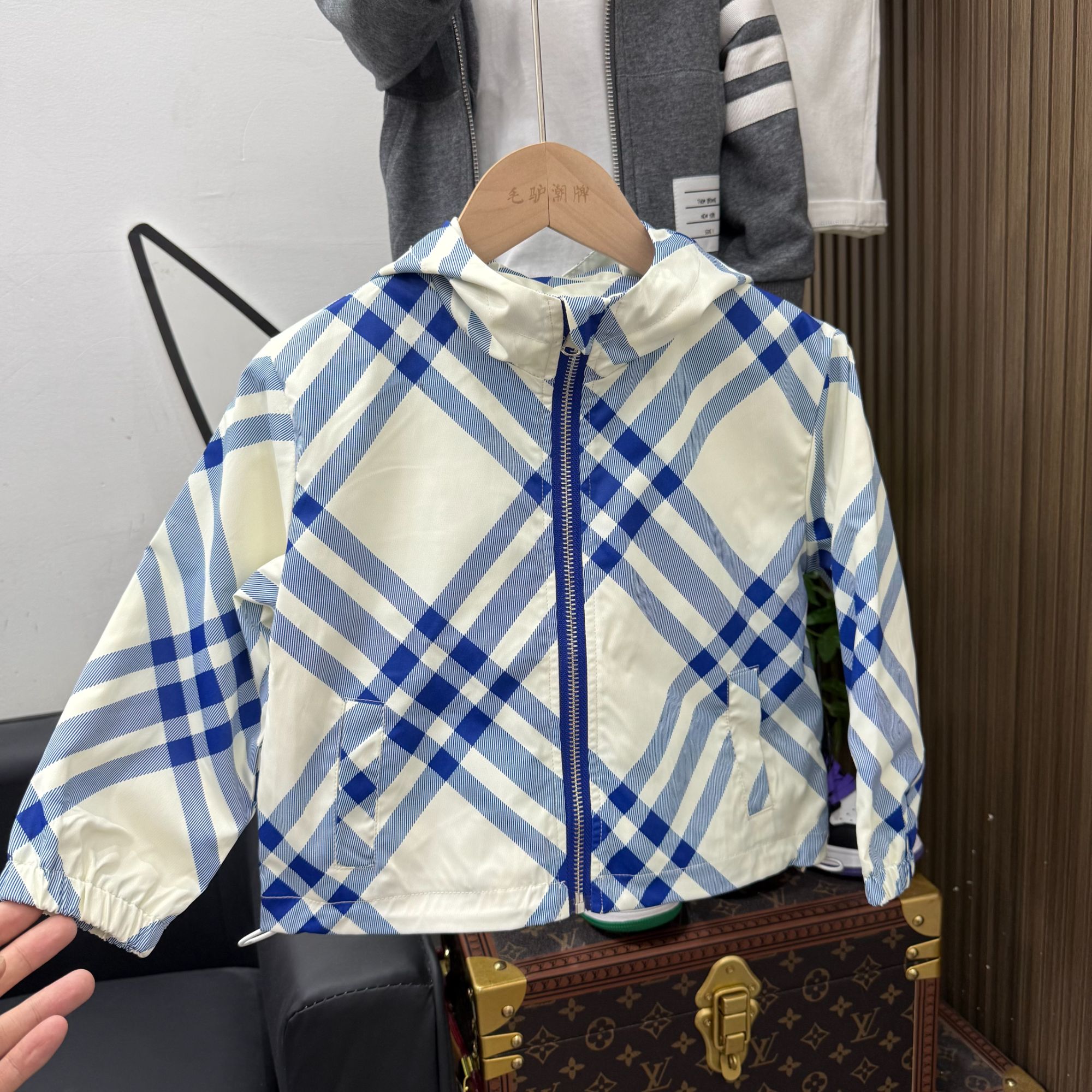 【前格子对条】2025韩版春秋长袖夏季见详情衬衫连帽休闲格子外套