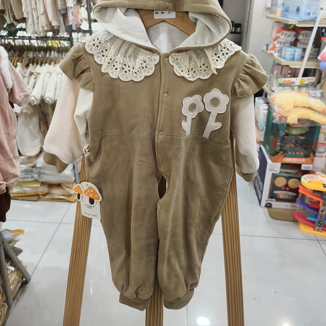 新款宝宝连体连帽罩衣 可罩棉花套外穿衣#连体衣#冬季罩衣