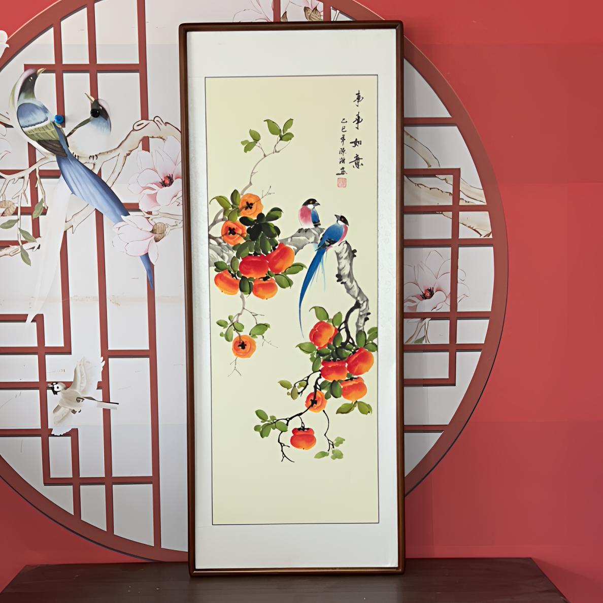 玄关事事如意外径尺寸50✖️122手绘带框包邮