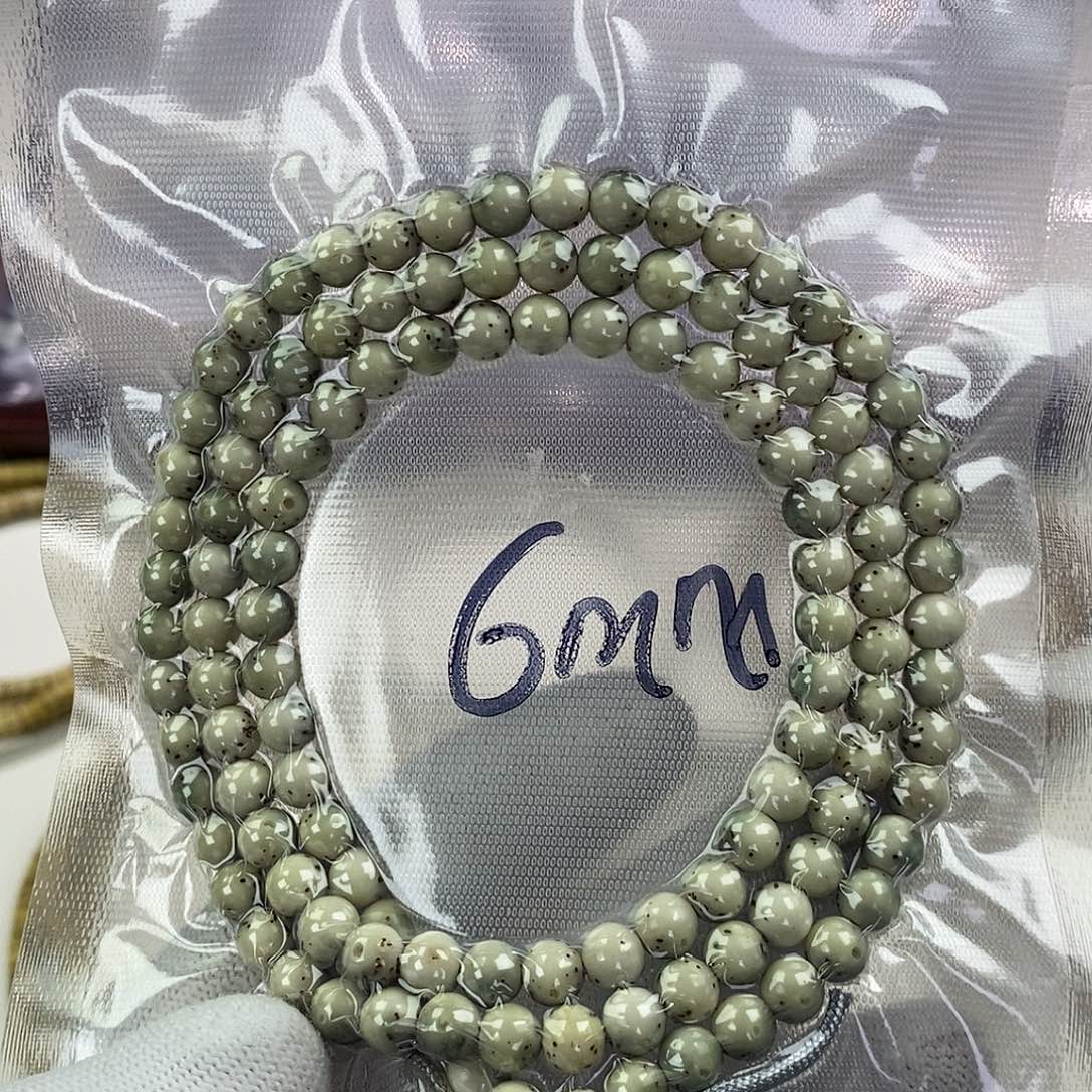 星月菩提吊坠河豚半壁留白圆珠6mm