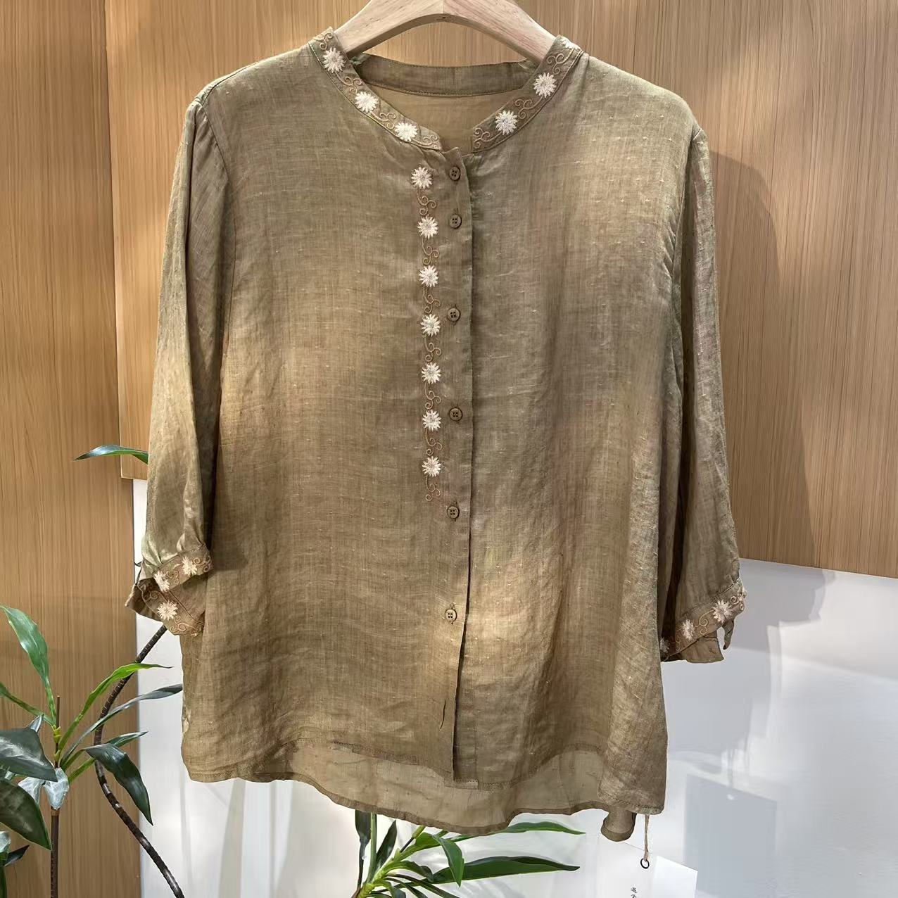 11936新款夏季苎麻优雅减龄宽松显瘦文艺衬衫QZ