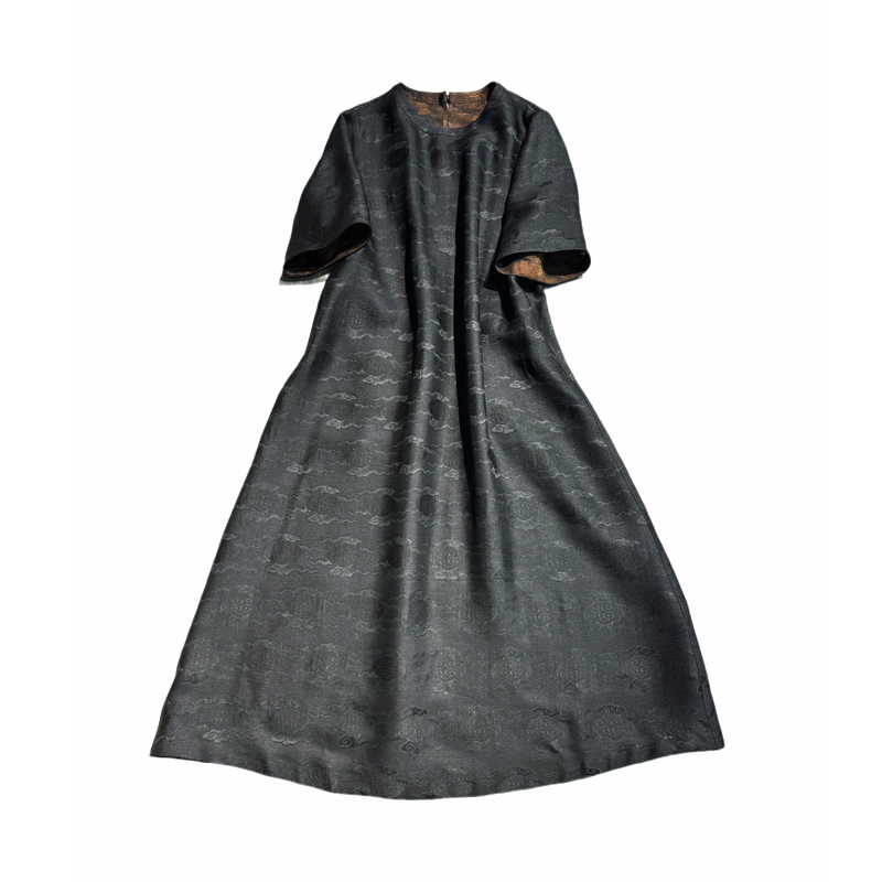 【老料四经绞萝】夏季手工老料四经绞罗香云纱透气时尚短袖连衣裙