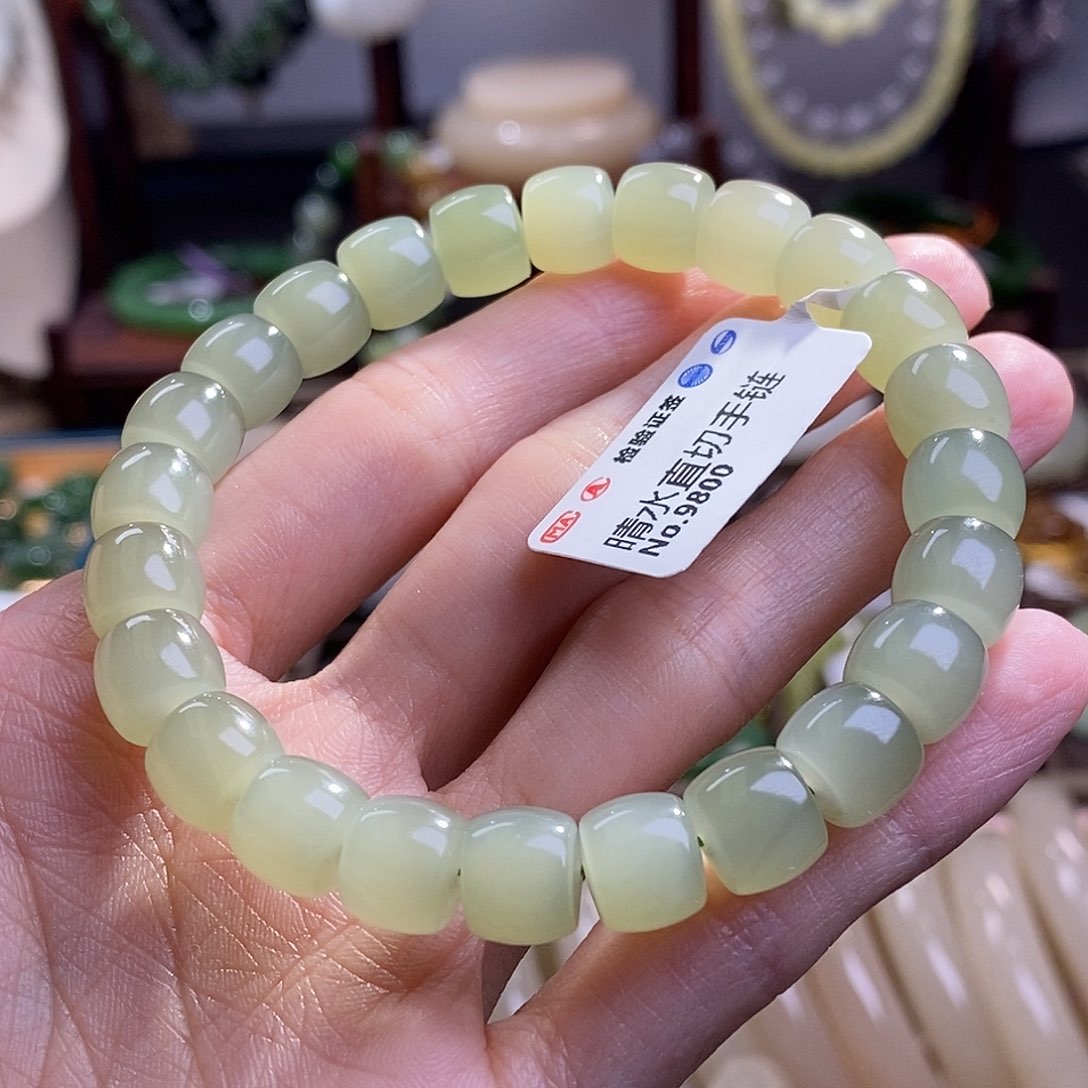 和田玉晴水直切手串9MM未镶嵌