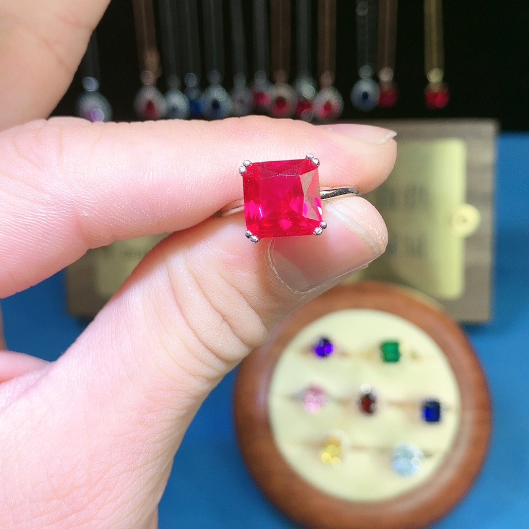 红宝石戒指银S925镶嵌